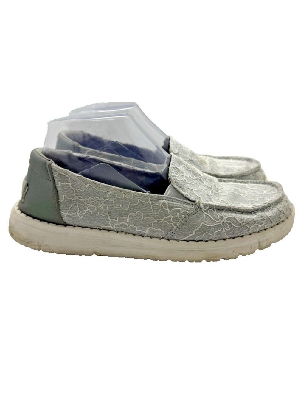 Hey Dude Women's Shoes Sz 7 Lena Lace Azur Slip On Moc Loafers Flats Gray Casual